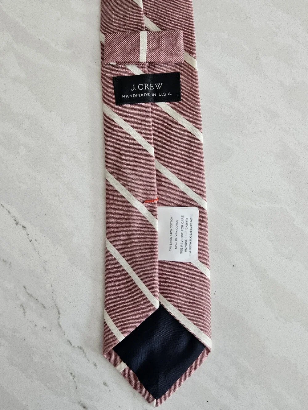 J. Crew Red Tie with White Diagonal Stripes